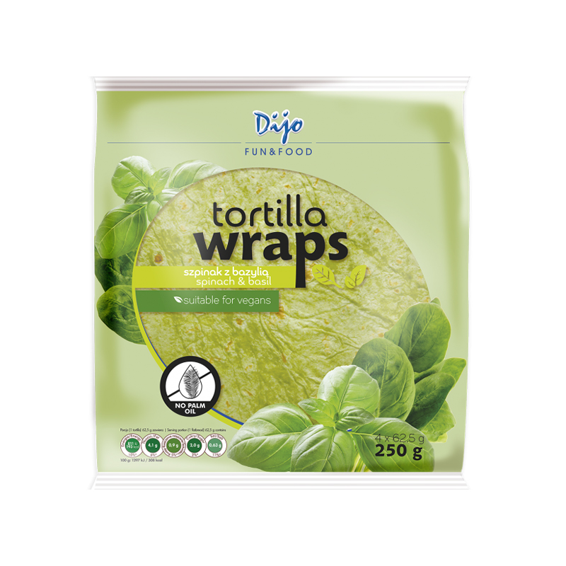 Dijo Tortilla Dijo Spinach Ø 25cm, 4pcs/62,5g