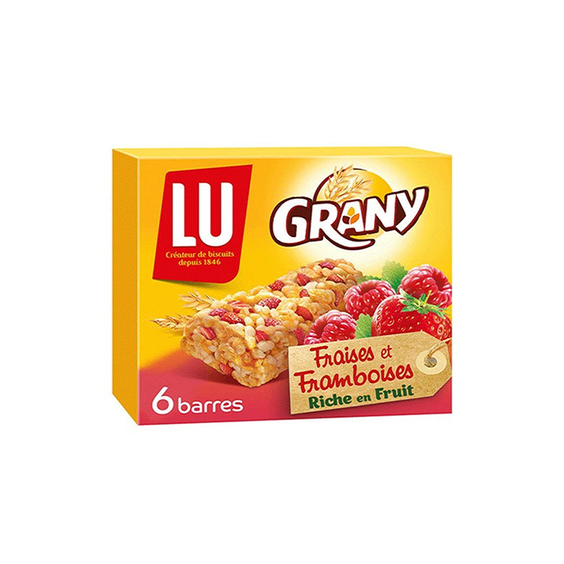 Lu Grany Strawberry & Raspberry Cereal Bars (X6) 108g